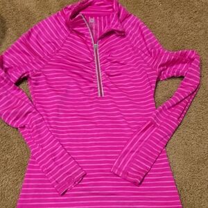 90 Degree By Reflex Pink Striped Half-Zip Pullover